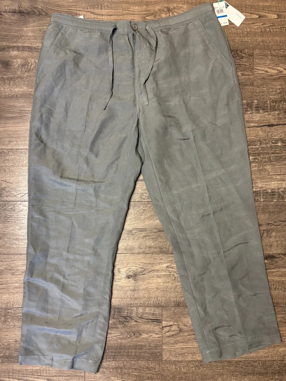 Cubavera Men’s Linen Blend Drawstring Pants Green XL 40-42 Elastic Waist NWT